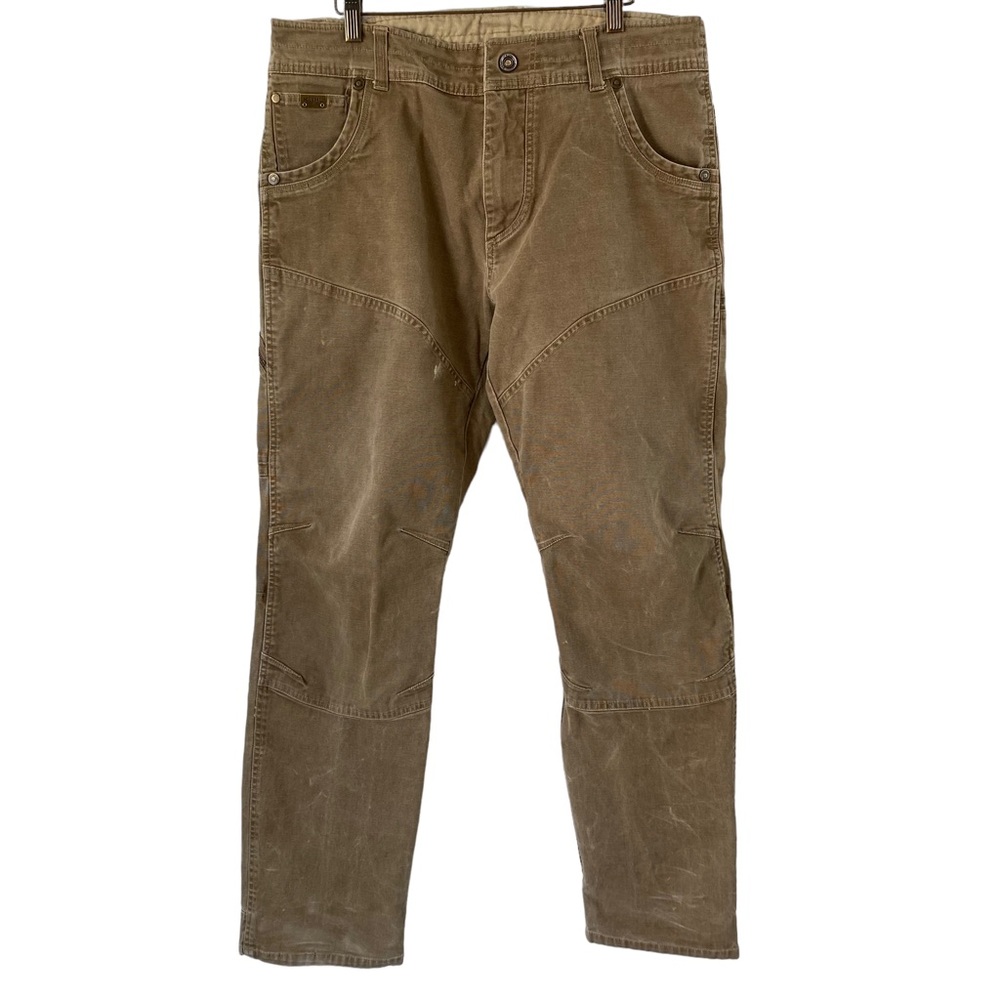 Kuhl The Law Pants 36 x 32 10 Oz Canvas Work Outdoor Tan Distressed Stretch - Picture 1 of 10